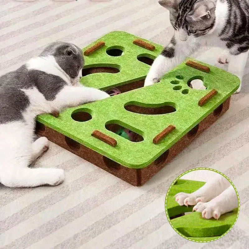 Interactive Felt Cat Puzzle Box – Hide and Seek Maze Toy for Kitten Play