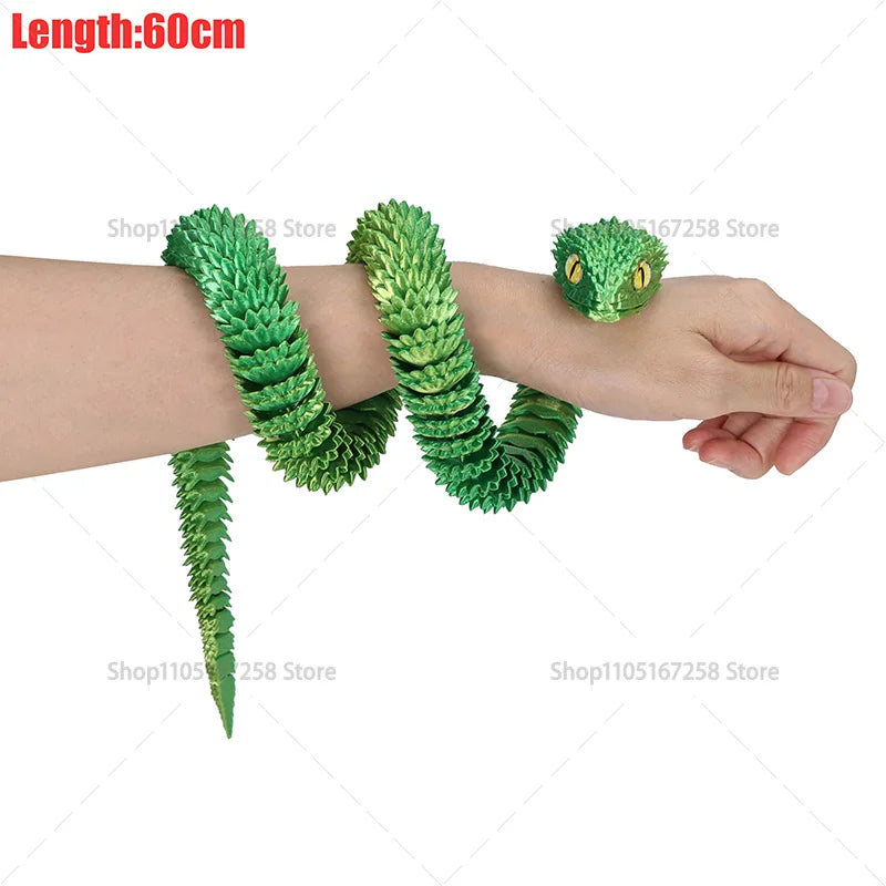 60cm 3D Printed Articulated Snake – Luminous Realistic Desktop Ornament