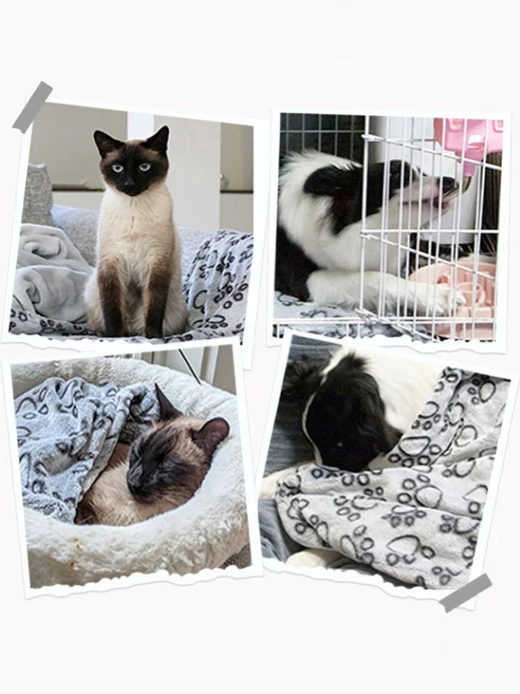 Fluffy Cartoon Pet Blanket – Warm Soft Mat for Dogs and Cats