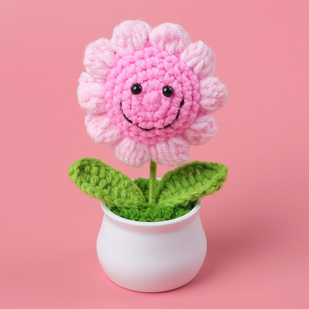 Handwoven Crochet Sunflower Potted Plant – Decorative Gift for Home Decor