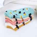 Cute Cat Ankle Socks – Cartoon Animal Kitten Cotton Hosiery for Women