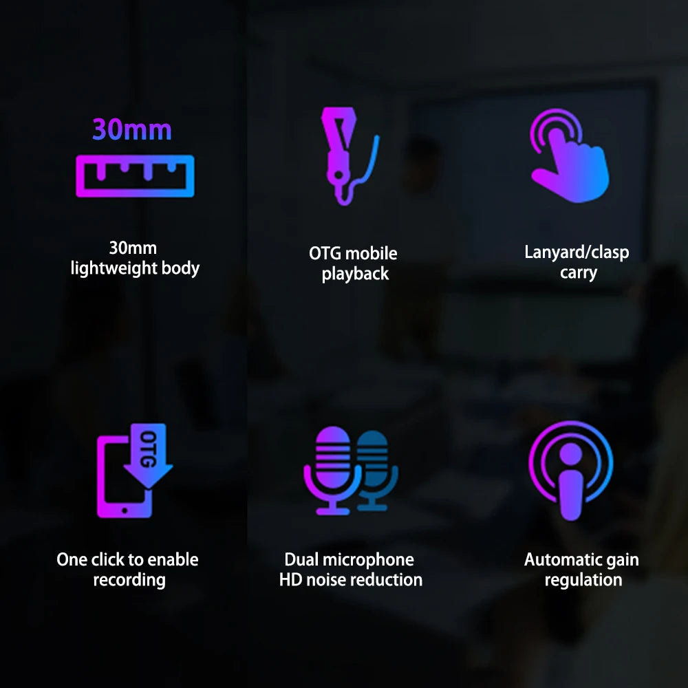 Digital Voice Recorder – Ultra-Thin Audio Dictaphone for Professional Meetings