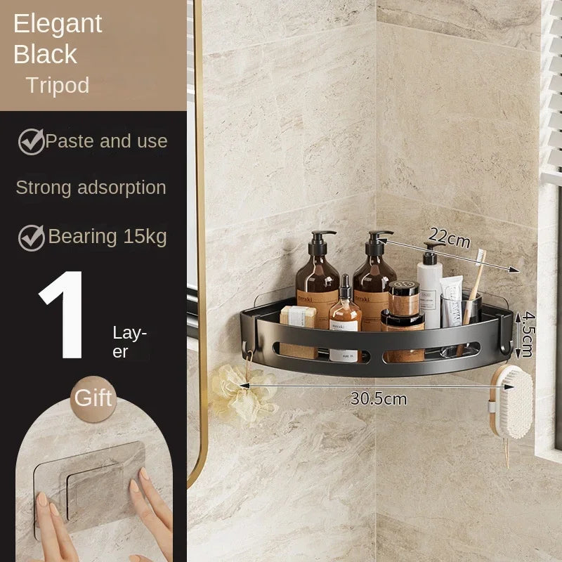 Adhesive Shower Shelf – Waterproof Bathroom Organizer for Shampoo and Towels