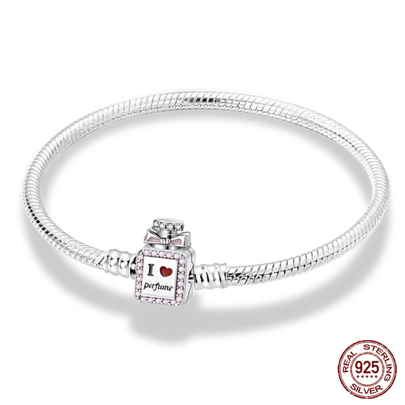 925 Sterling Silver Charm Bracelet – Adjustable Green Zircon for Birthday Gifts