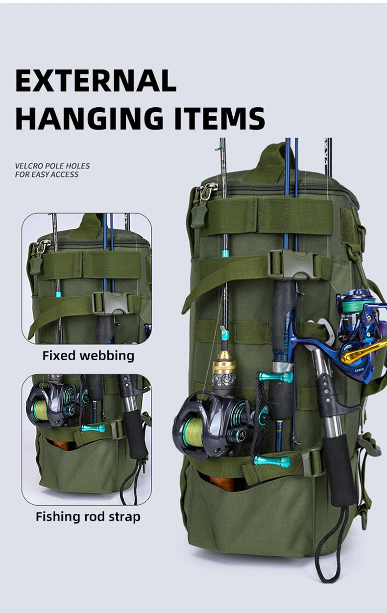 Tactical Fishing Tackle Backpack – Large Storage for Outdoor Hiking Travel