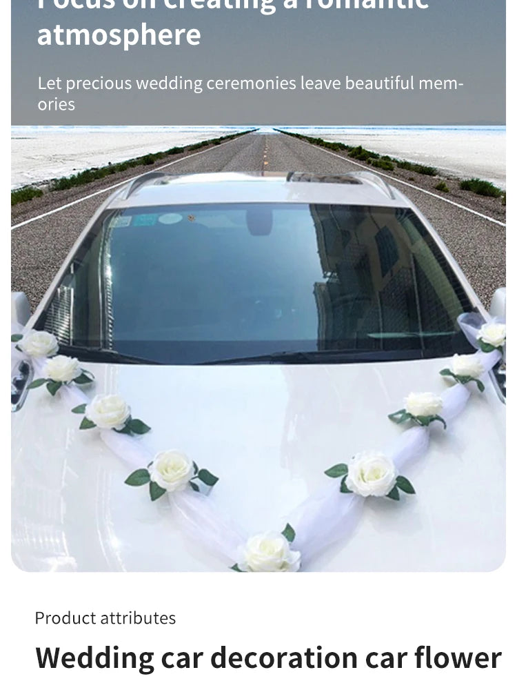 Wedding Car Decoration Kit – Floral Ribbon Set for Bridal Vehicle Layout