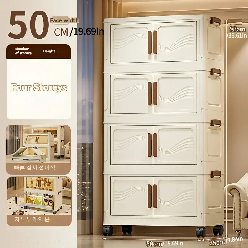 Foldable Storage Box with Clear Door – Stackable Organizer for Home Decluttering