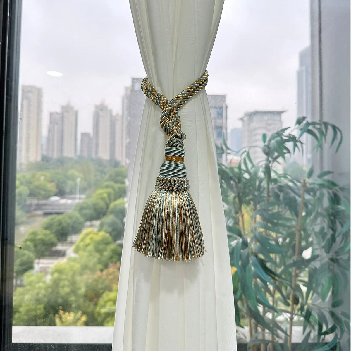 Decorative Curtain Tassel Tieback – Braided Rope Holder for Home Decor
