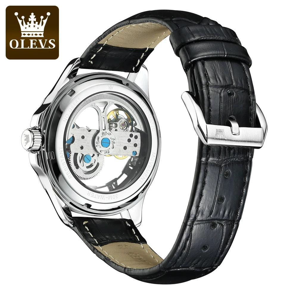 Automatic Skeleton Mechanical Watch – Transparent Leather Strap for Business Men