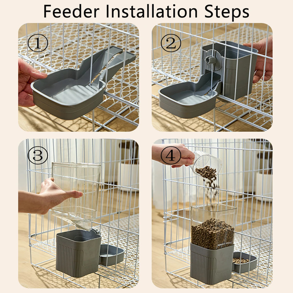 Automatic Cage Pet Feeder – Hanging Food and Water Dispenser for Cats and Dogs