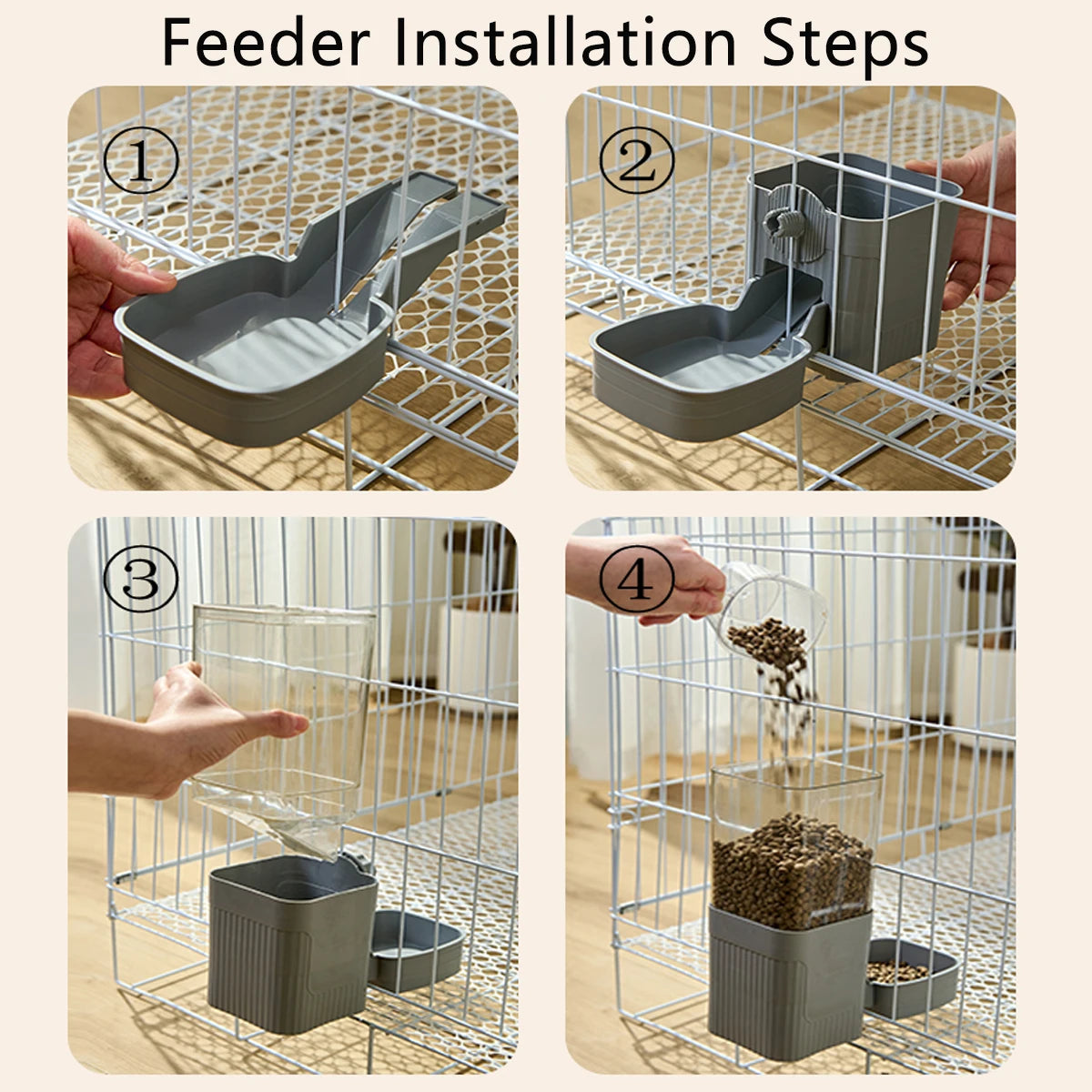 Automatic Cage Pet Feeder – Hanging Food and Water Dispenser for Cats and Dogs