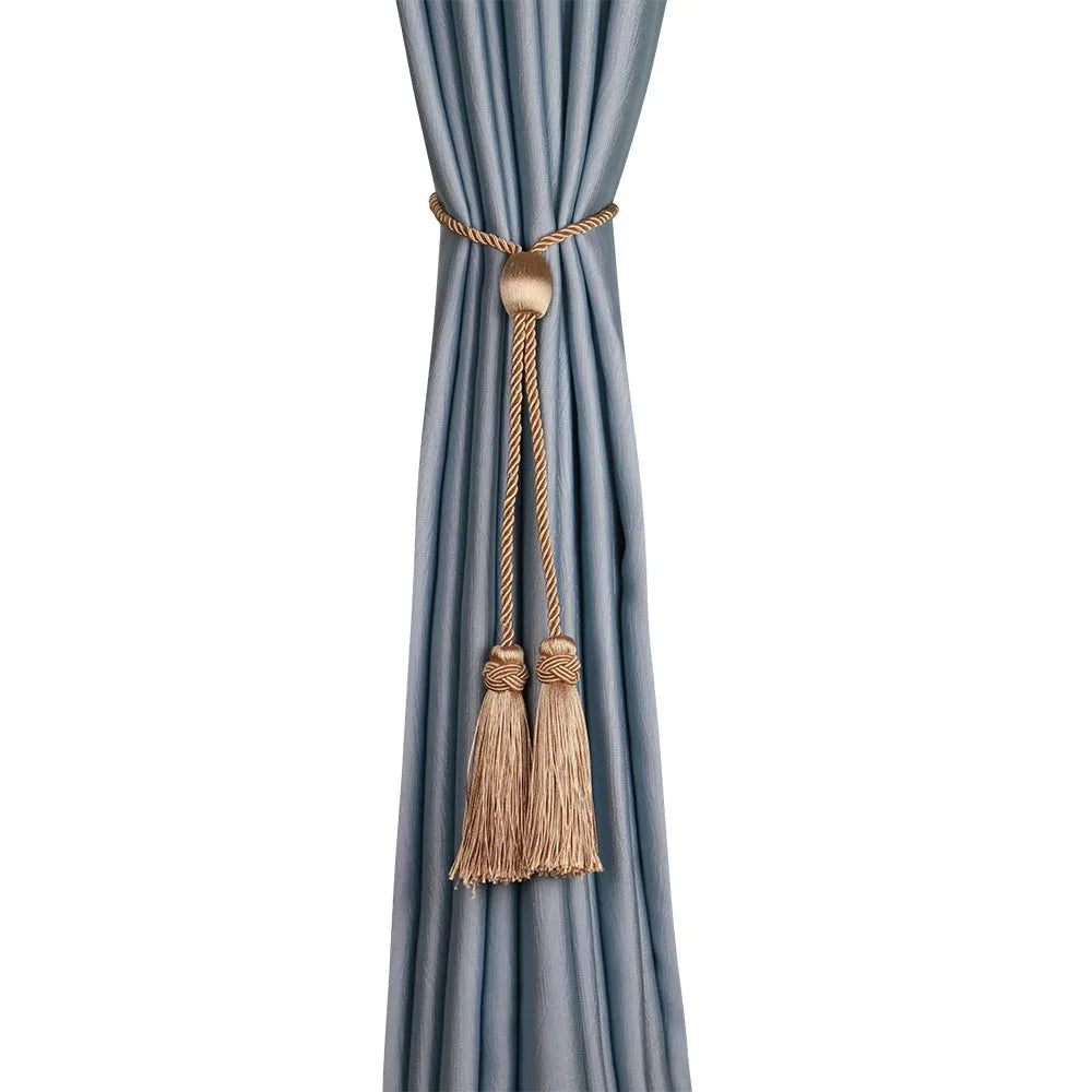 Gold Tassel Curtain Tiebacks – Braided Polyester Rope for Home Decoration