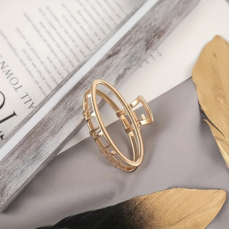 Gold Metal Heart Hair Claw Clips – Non Slip Geometric Barrettes for Daily Wear