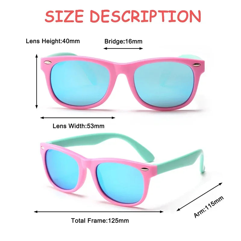 Polarized TR90 Kids Sunglasses – UV400 Silicone Shades for Outdoor Activities