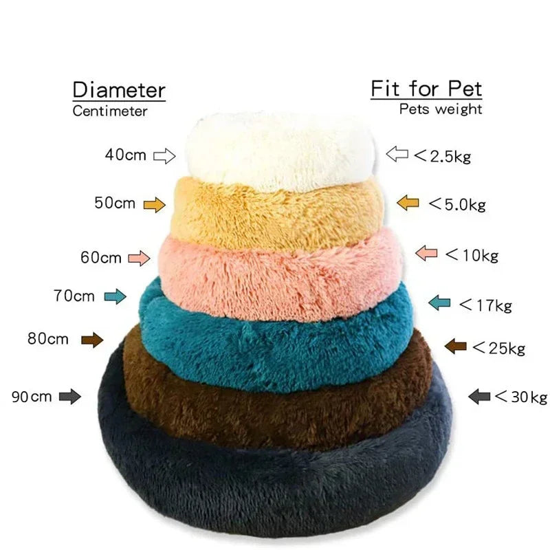 Round Plush Pet Bed – Soft Warm Sleeping Mat for Large Dogs and Cats