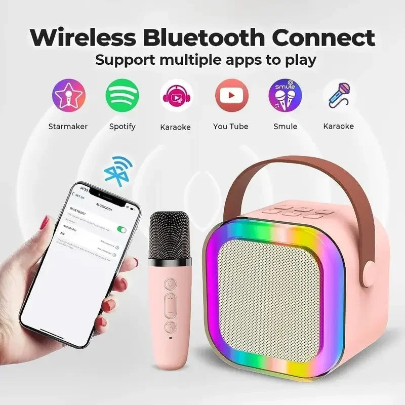 Portable Karaoke Speaker – RGB Wireless System for Kids Family Singing