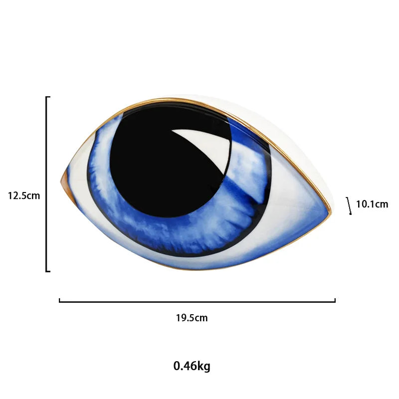 Ceramic Evil Eye Figurine – Lucky Amulet Ornament for Home Living Room Decor