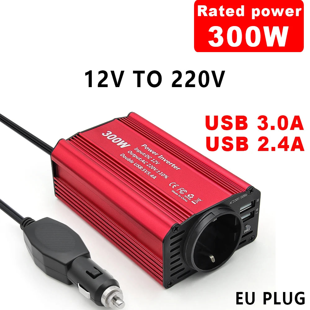 Car Power Inverter – 300W DC to AC Adapter for Road Trips and Travel
