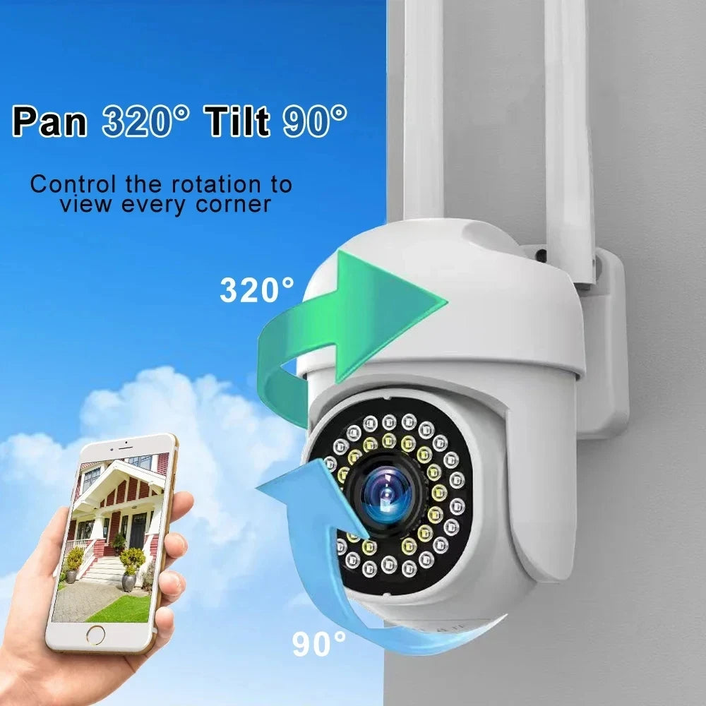 WiFi PTZ Security Camera – HD Color Night Vision for Outdoor Surveillance