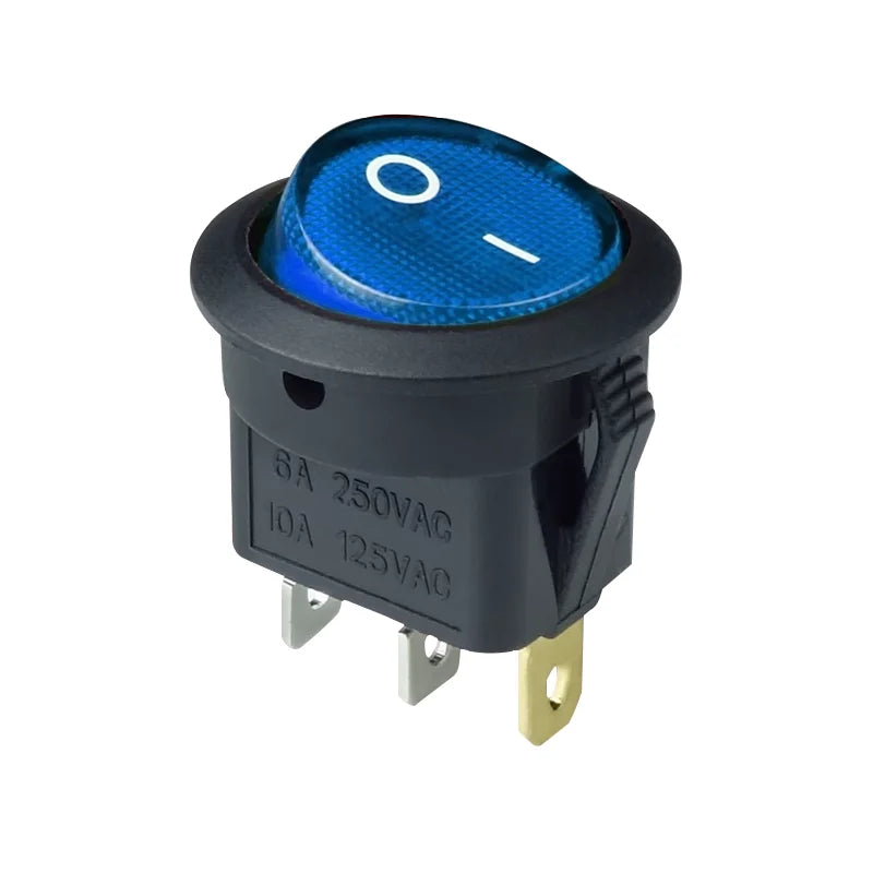 Round Rocker Switch – 12V 220V LED Power Button for Automotive Dash Controls