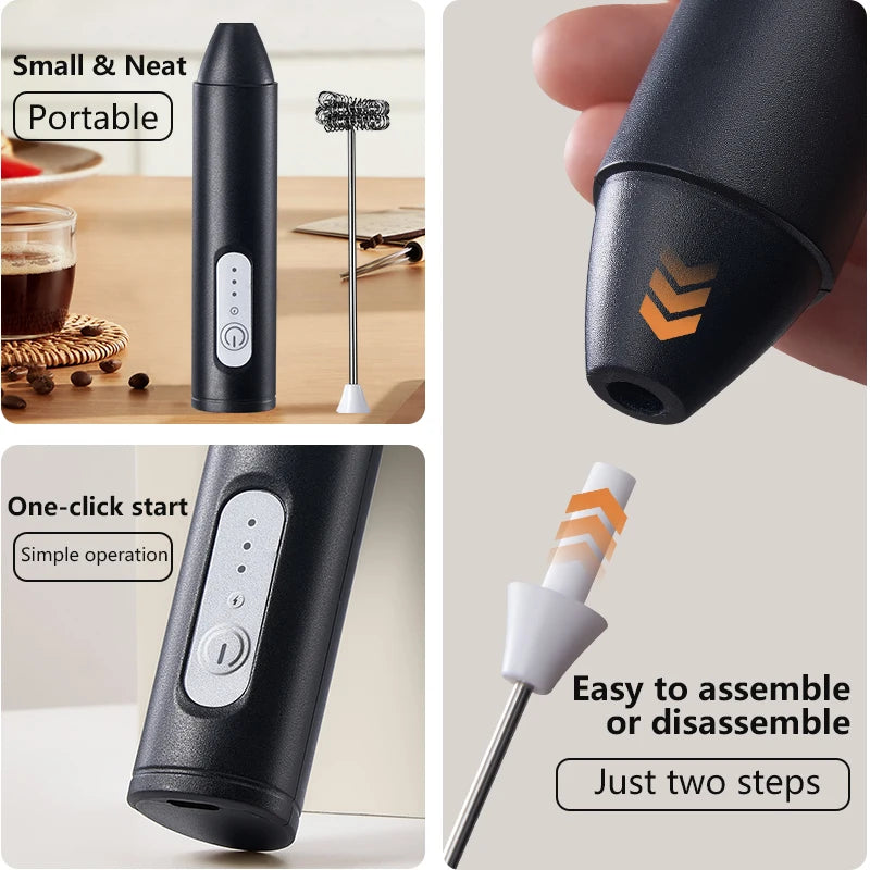 Electric Milk Frother – Wireless Handheld Foam Maker for Coffee and Baking