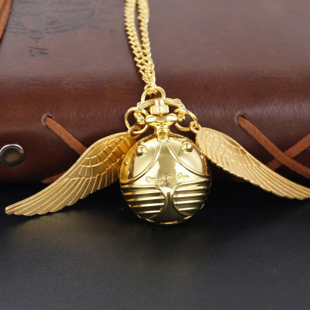 Vintage Gold Fairy Ball Quartz Pocket Watch – Pendant Necklace Gift