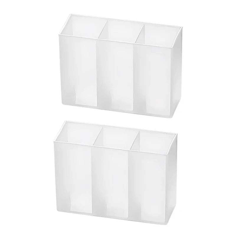 3-Grid Plastic Desk Organizer – Multi-Functional Storage for Makeup
