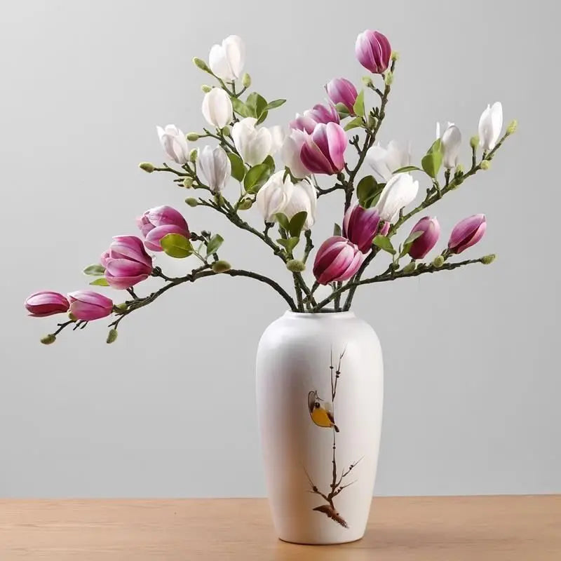 Artificial Silk Magnolia Flower – Realistic Floral Decor for Wedding Garden