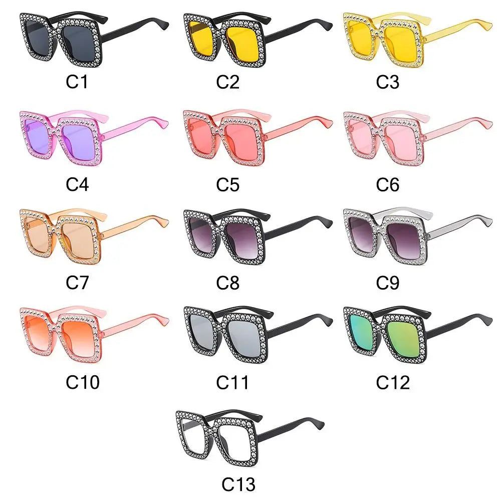 Rhinestone Square Sunglasses – UV400 Kids Eyewear for Outdoor Sun Protection