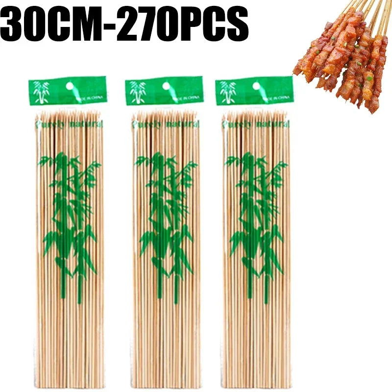 Natural Bamboo Skewers – Disposable Sticks for Grilling and BBQ Appetizers