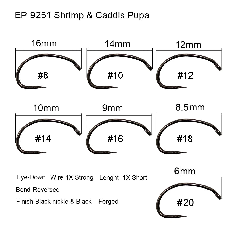 Barbless Fly Fishing Hooks – Black Nickel Steel for Dry and Wet Fly Tying