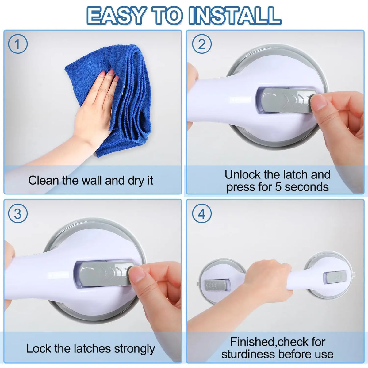 Suction Cup Grab Bar – Heavy Duty Safety Handle for Bathroom Shower Support