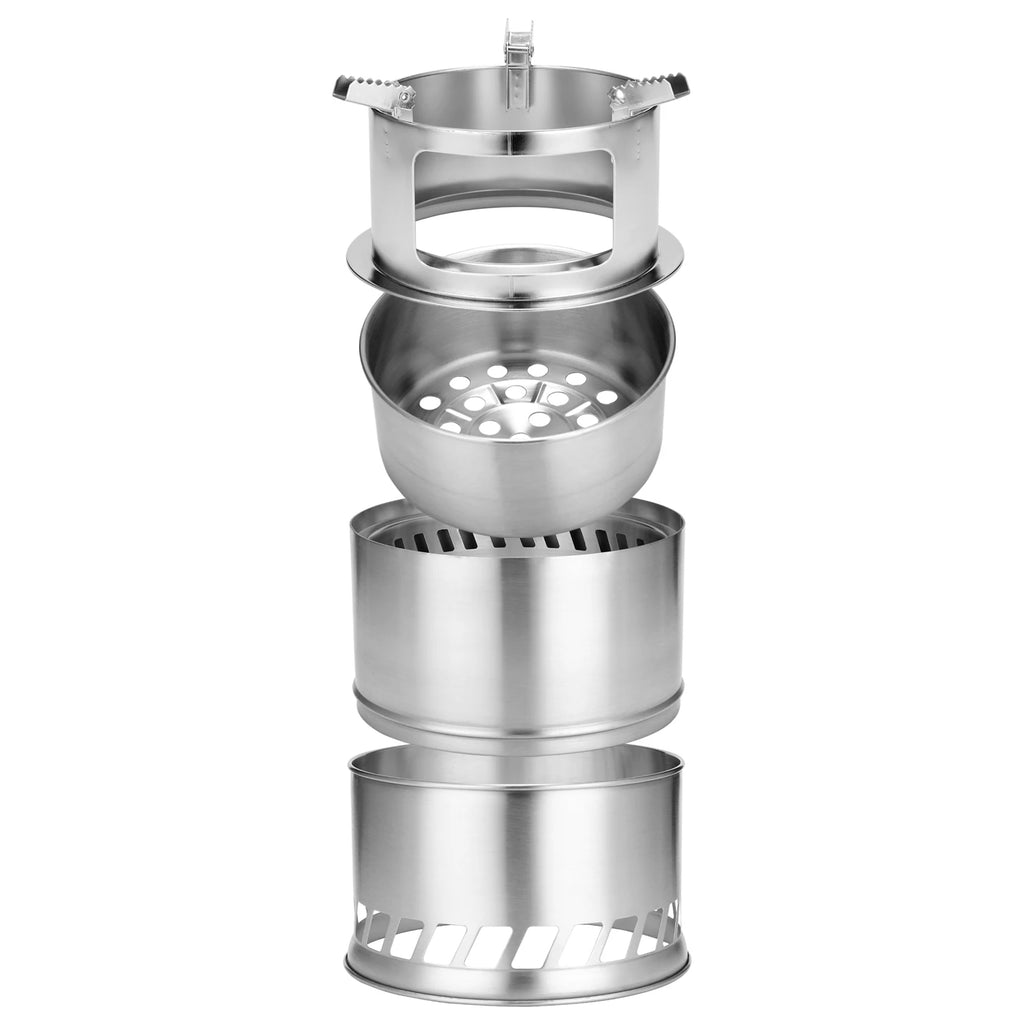 Portable Stainless Steel Wood Stove – Windproof Camping Cooker for Hiking