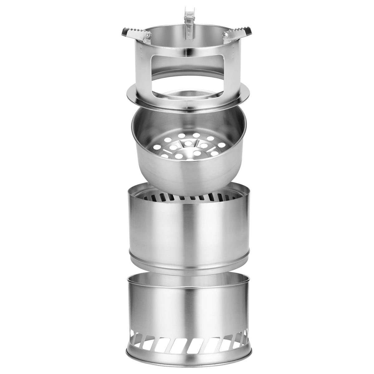 Portable Stainless Steel Wood Stove – Windproof Camping Cooker for Hiking