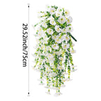 Artificial Morning Glory and Eucalyptus Vine – UV-Resistant Home Wall Decor