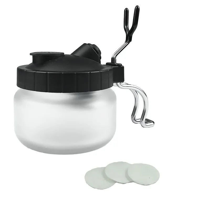 Airbrush Cleaning Pot – Glass Jar Set with Needles and Brushes