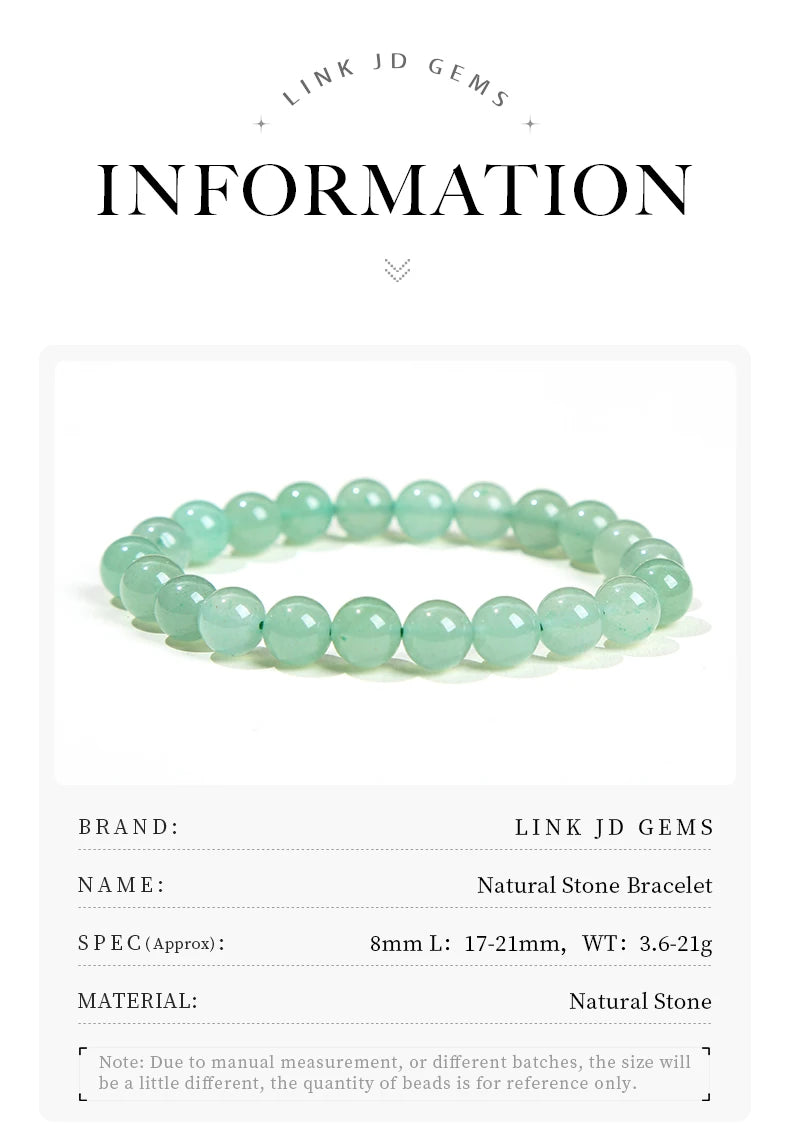 Natural Stone Bead Bracelet – Healing Crystal Gemstone Jewelry for Men and Women