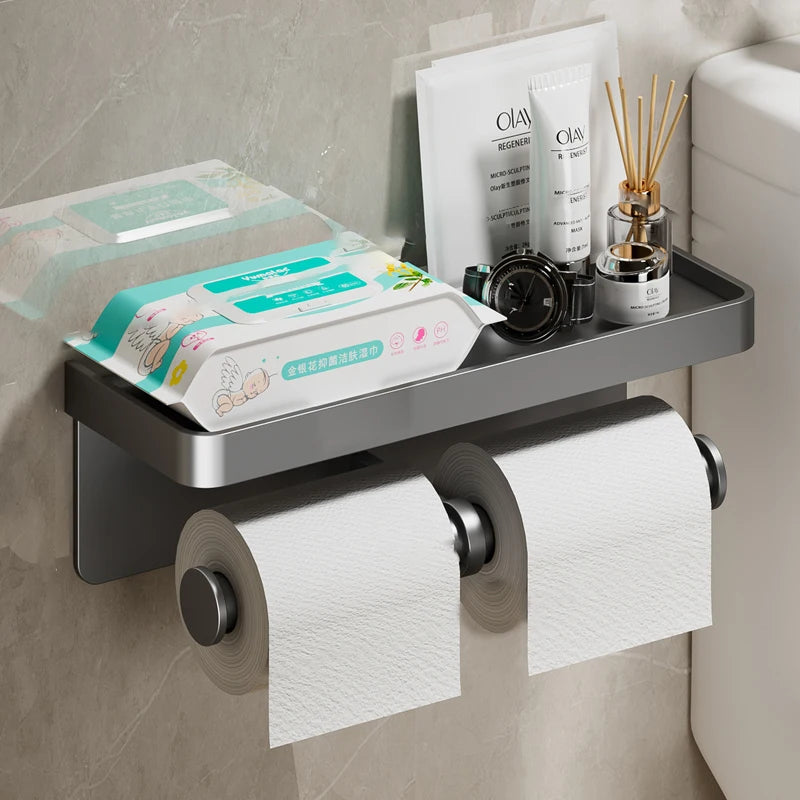 Aluminum Alloy Paper Holder – Wall-Mounted Rack for Bathroom and Kitchen