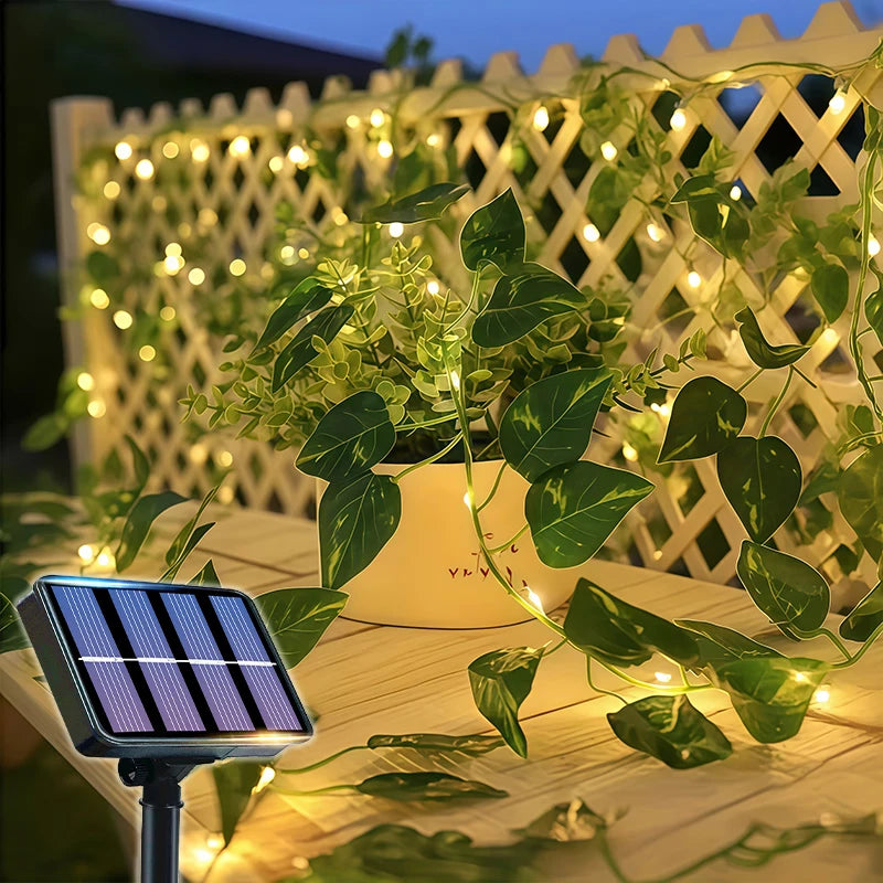 Solar LED Fairy Lights – Artificial Ivy Leaves for Garden Decoration
