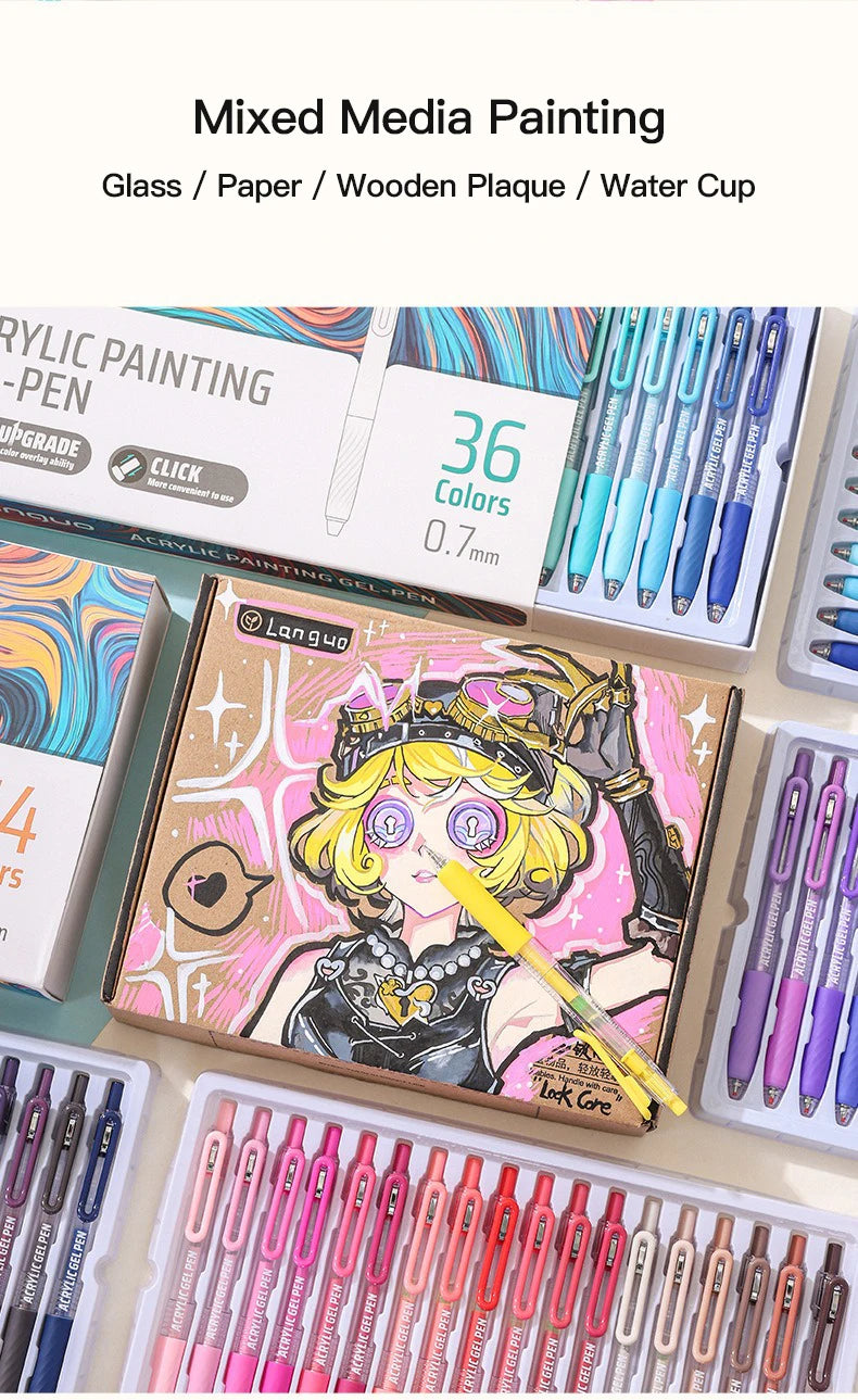 Acrylic Gel Pens – Retractable 0.7mm Tip for Student Painting and Writing