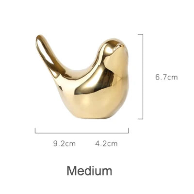 Nordic Gold Ceramic Bird Statue – Modern Animal Sculpture for Home Decor