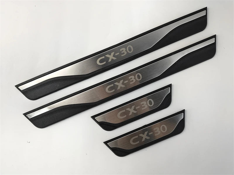 Stainless Steel Door Sill Guards – Interior Protective Scuff Plates for Mazda CX-30