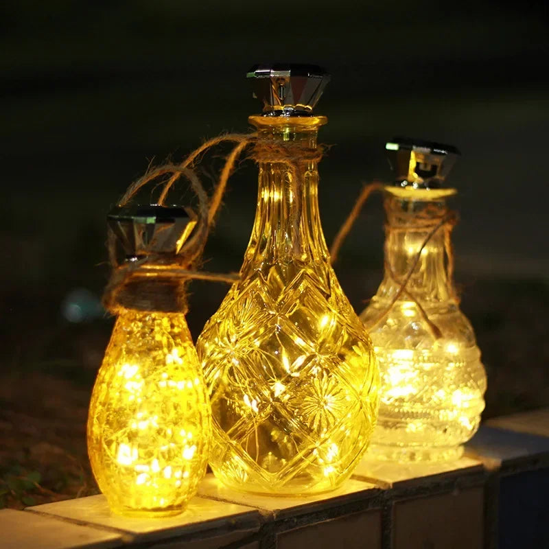 Solar Wine Bottle LED Fairy Lights – Decorative Garland for Home and Weddings