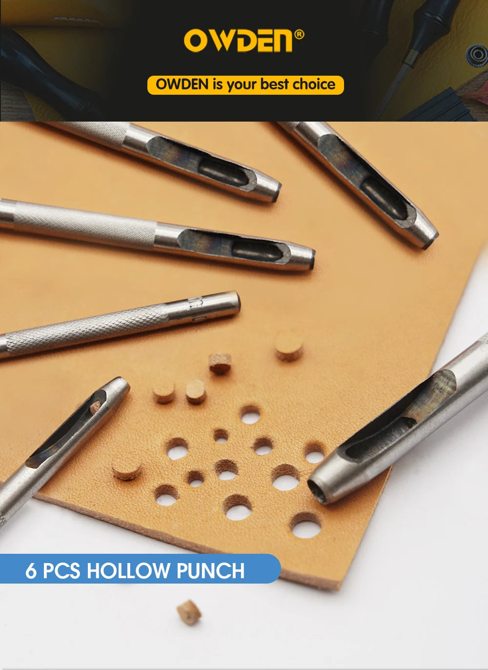 Steel Hollow Leather Punch Tool Set – Sharp Hole Cutters for Watch Belts