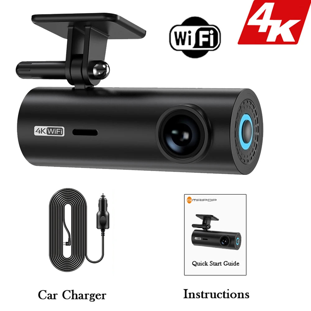 4K WiFi Dash Cam – UHD Car Video Recorder for 24H Parking Surveillance