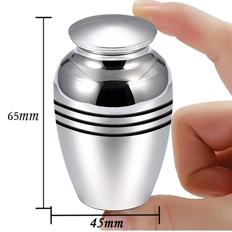 Mini Metal Keepsake Urns – Silver Cremation Vessels for Human or Pet Ashes