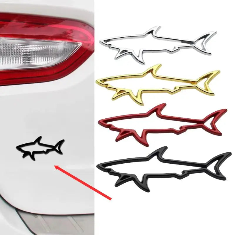 Metal Shark Emblem Badge – 3D Hollow Decal for Car and Motorcycle Styling