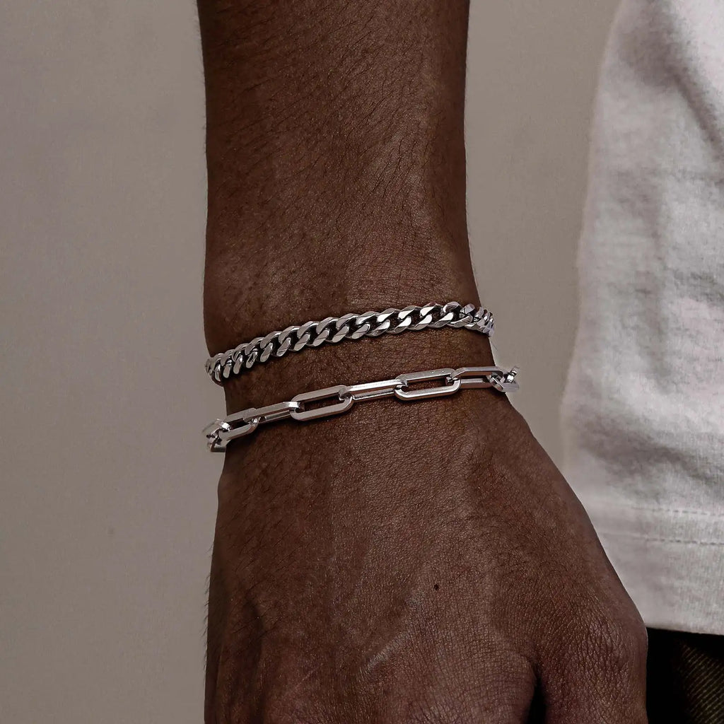 Stainless Steel Chain Bracelet – Men’s Trendy Cuban Link Wristband for Jewelry
