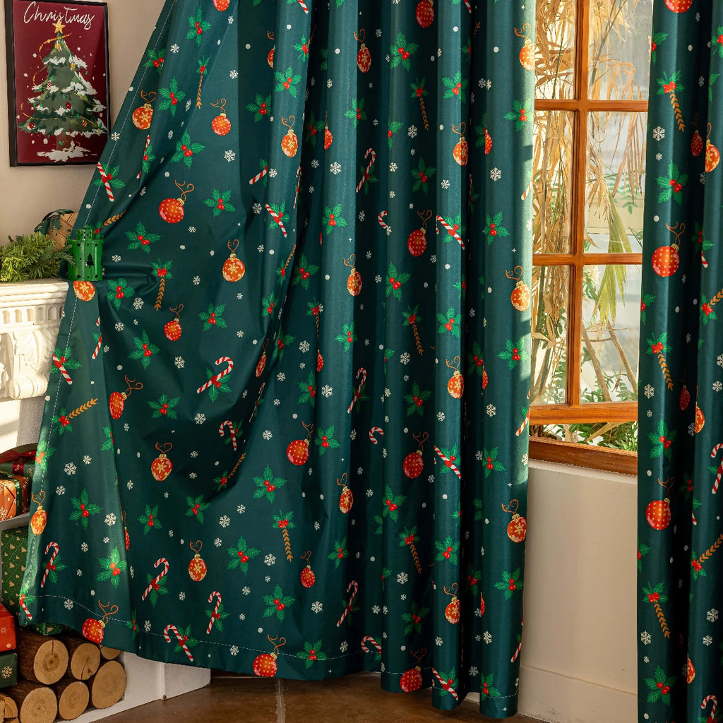 Laminated Blackout Curtains – Christmas Decorative Drapes for Home Decor