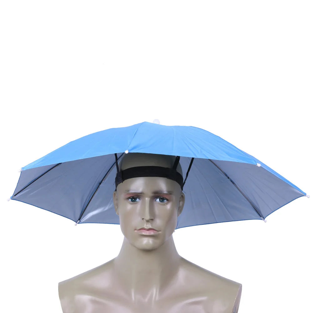 Hands-Free Umbrella Hat – Waterproof Sunscreen Headwear for Hiking and Camping